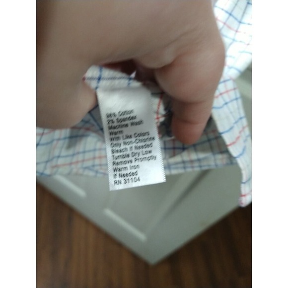 Saddle Bred White Red Brown Blue Collared Plaid Comfort Flex. SizeM - Picture 8 of 10